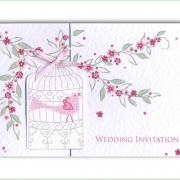 birdcage wedding invitation pink