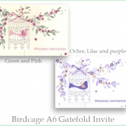 birdcage wedding invitation pink lilac green purple
