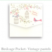 vintage pastels birdcage weddign invite