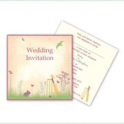 English meadow pretty summer wedding invitation cricket flowers bunny 2