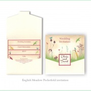 English meadow pretty summer wedding invitation cricket flowers bunny 5