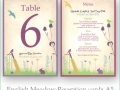 English meadow A5 menu table number