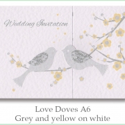 love doves a6 grey yellow on white