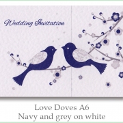 love doves a6 navy grey on white