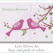 love doves a6 sage pink on white