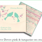 love doves pink and turq on cream