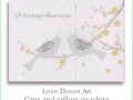 love doves a6 grey yellow on white
