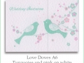 love doves a6 turq pink on white