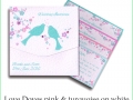 love doves pink and turq on white