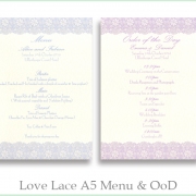 Love Lace A5 Menu and Order of the Day