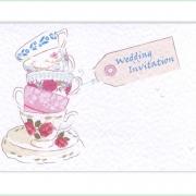 Tea Party vintage pretty teacups wedding invitation 4