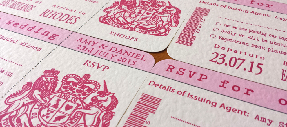 Boarding pass wedding invitation