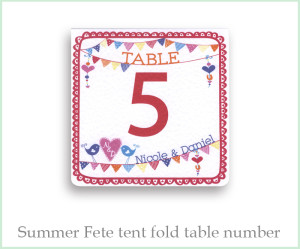 Table Number Summer fete wedding range
