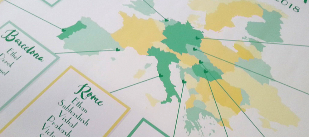 table plan travel theme europe map