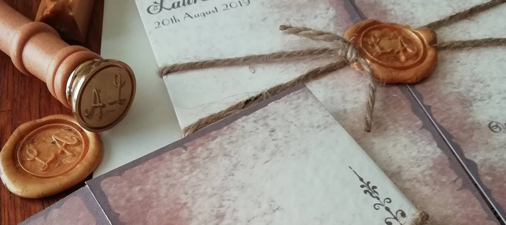 victorian vintage wedding invitation wax seal twine