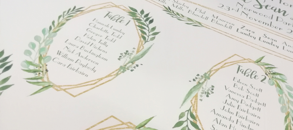 foliage and gold table planner